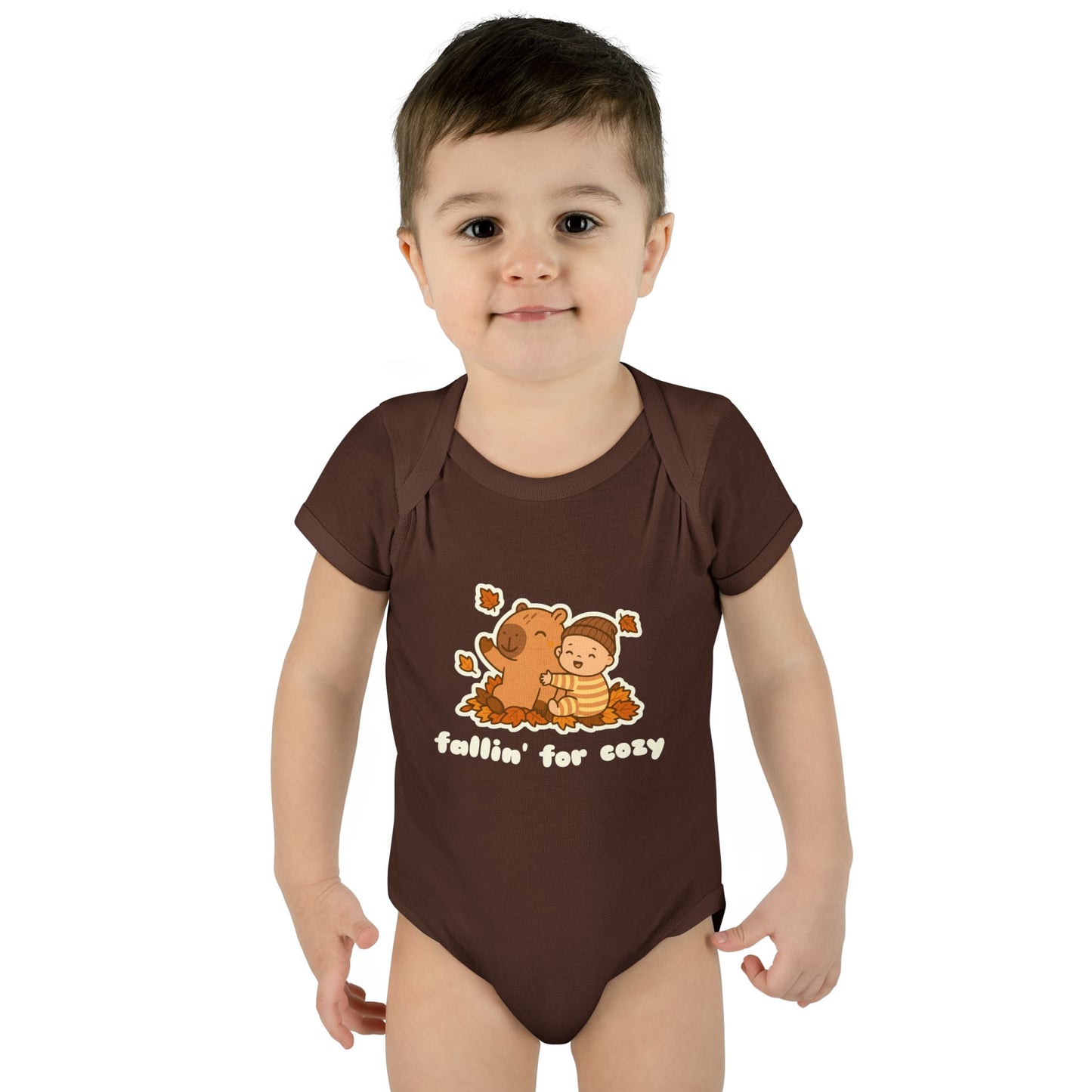 Fallin' For Cozy Baby Bodysuit (Brown/Orange)